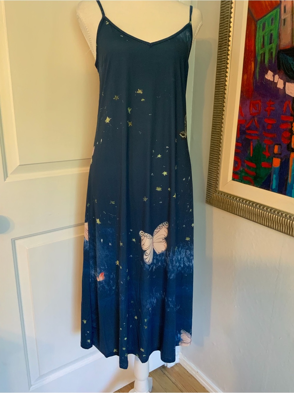 NWT Johnny Was Aurelius Mesh Embroidered Dress Over Printed Slip - Picture 12 of 14